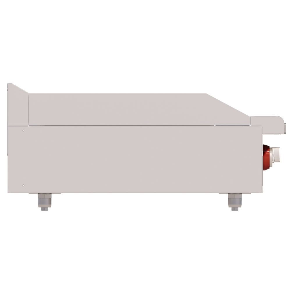 Plancha Delta 3-G, en acero inoxidable.