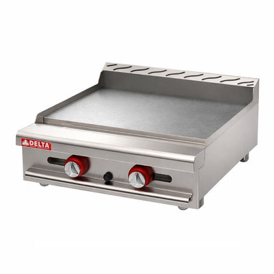 Plancha Delta 2-G, en acero inoxidable.