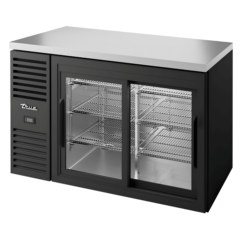 Refrigerador Bajo Barra True TBR52-RISZ1-L-B-11-1, en acero inoxidable.