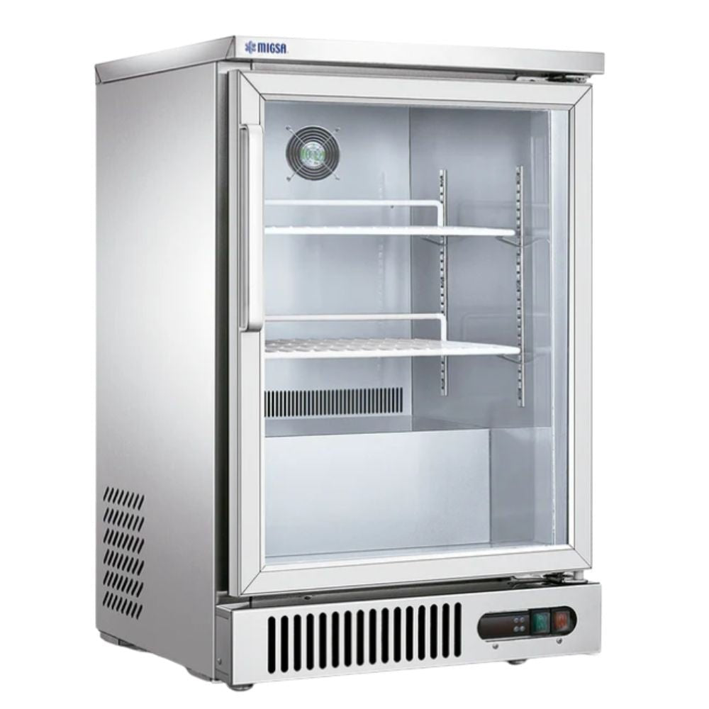 MIGSA SG160 | Refrigerador | Bistro Restaurante Carnicería Abarrotes | Refrigerador Back Bar | 1 Puerta Cristal | 160 Litros. | Acero Inoxidable | Lácteos Industrial Cocina Cremería Comercios Insumos Hotel Panadería Refresquero Latas Bar Tiendas Bistró Restaurante Carnicería Abarrotes 
