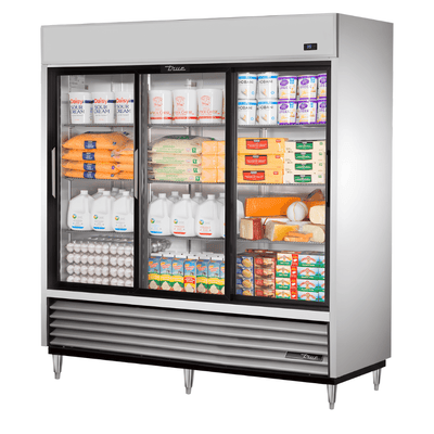 Refrigerador True TSD-69G-HC-LD, refrigerador vertical, en acero inoxidable.