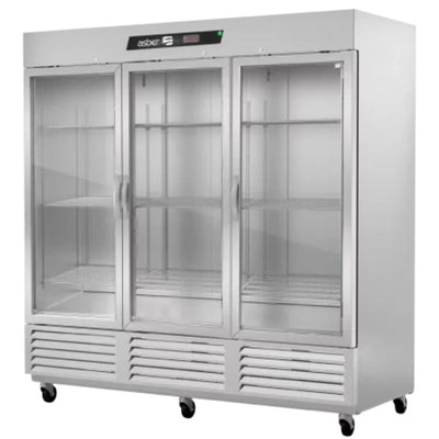 REFRIGERADOR ASBER ARR-72-G-H HC | Refrigerador Vertical | 3 Puertas Cristal | Acero Inoxidable | 9 Parrillas | Eléctrico | Hotel Carnicería Abarrotes | Restaurante Lácteos Industrial Cocina Cremería Comercios Insumos Hotel Panadería Refresquero Latas Bar Tiendas Bistró Carnicería Abarrotes