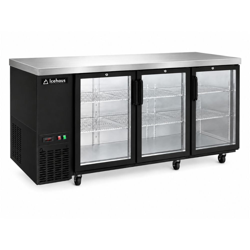 Refrigerador Contra Barra Icehaus CBR-3PC-SS-01, en acero inoxidable.