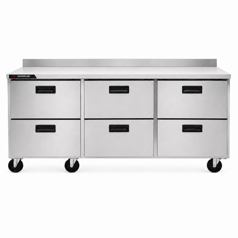 Refrigerador Mesa de Trabajo Centerline CLUC-72R-DW-WT, 18.80 pies cúbicos, en acero inoxidable.