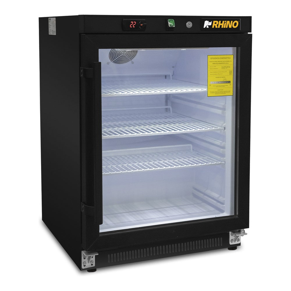 REFRIGERADOR RHINO REVEAB-4C | Refrigerador Vertical | 1 Puerta Cristal | Capacidad 4 Pies Cúbicos | Tienda Cafetería Restaurante