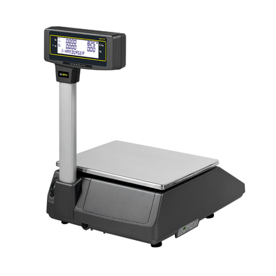 BÁSCULA RHINO BAET-30X | Báscula Etiquetadora con Torreta | 30 Kg | Plato de Acero Inoxidable | Abarrotes Carnicería Cremería Carne Ferretería Verduras Frutas Cremería Cocina Comedor Industrial Tienda Abarrotes