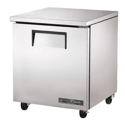 TRUE TUC-27F-HC Mesa Congelada Bajo Barra 1 Puerta Solida Acero Inoxidable Mesa Barra Trabajo Preparacion Fria Sandwiches Pizza Canapes Ensalada 