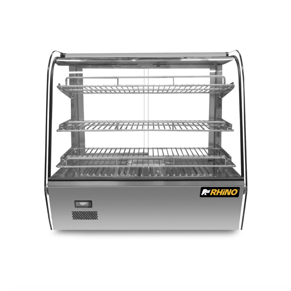 Vitrina Rhino VICAMO-120L, vitrina caliente sobre mostrador, en acero inoxidable.