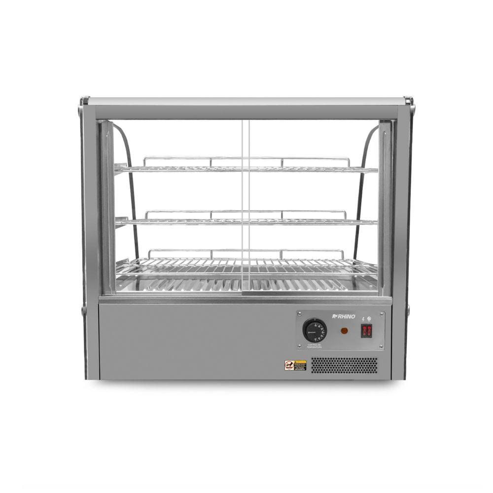 Vitrina Rhino VICAMO-160L, vitrina caliente sobre mostrador, en acero inoxidable.