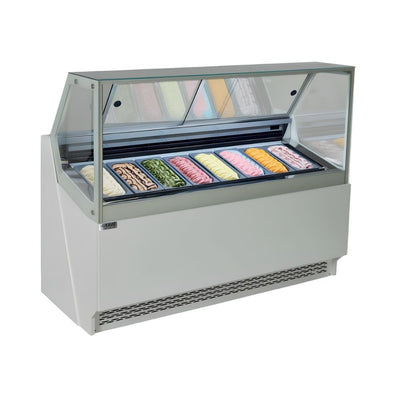 VITRINA SINERGIAS TEKNIKITCHEN TKN8GS | Vitrina Expositora de Gelato | Frente 159.5 cm | Control Digital de Temperatura: -16 °C ~ -18 °C | Nevería Paletería Helados Supermercado Tienda Abarrotes Tienda de Conveniencia Almacenar Congelar Paletas Helado Nieve Paleteria