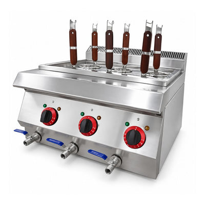 MIGSA BN600-E605 | Cocedor | para Restaurante Hotel | para Pasta | 6 Canastillas | Eléctrico | Acero Inoxidable | Comida Asiatica Oriental Italiana Buffet Catering Comedor Cocina Industrial Universitario