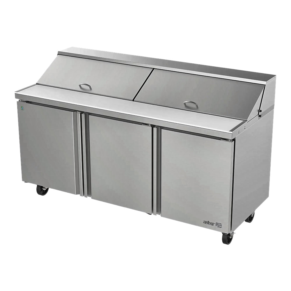 Mesa Refrigerada Asber APTS-72-18-D4 P Hc, ensaladas, en acero inoxidable.