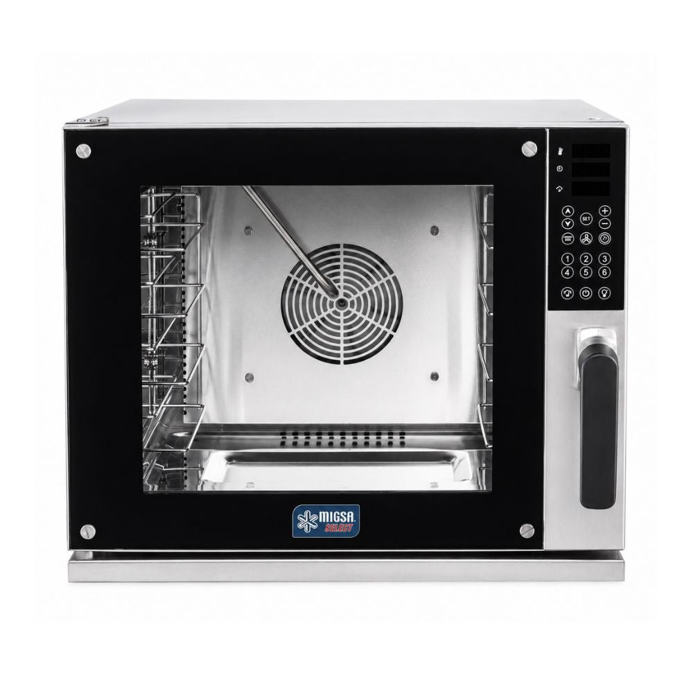 Horno de Convección Digital MIGSA SELECT HDM-600, 66 litros, 4 charolas 43.5 x 32.5 cm, acero inoxidable, 120V / 60Hz, para panadería y cocina profesional