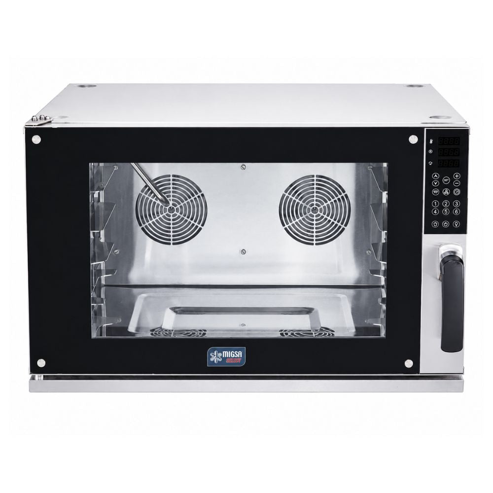 Horno de Convección Digital MIGSA SELECT HDM-800, 110 litros, 4 charolas 60 x 40 cm, acero inoxidable, 220V / 60Hz, para panadería y cocina profesional