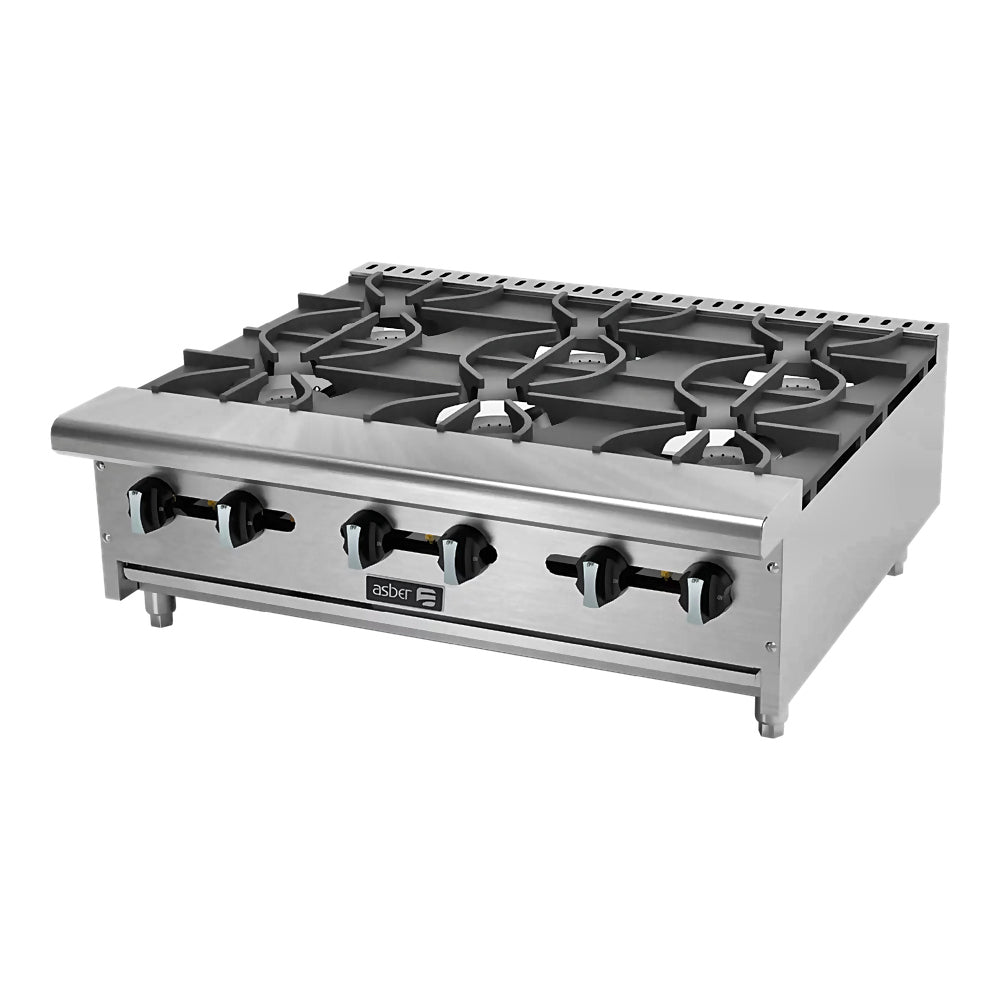 Parrilla Asber AEHP-6-36, en acero inoxidable.