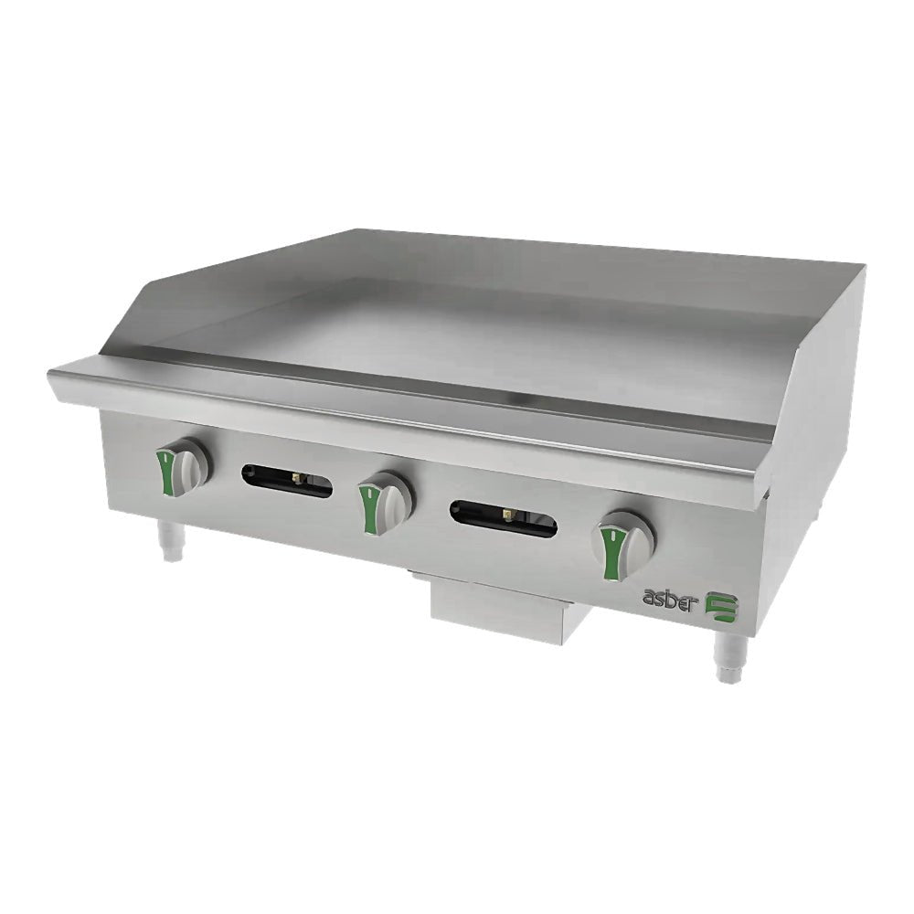 Plancha Asber AEMG-36-EM, plancha manual, en acero inoxidable.