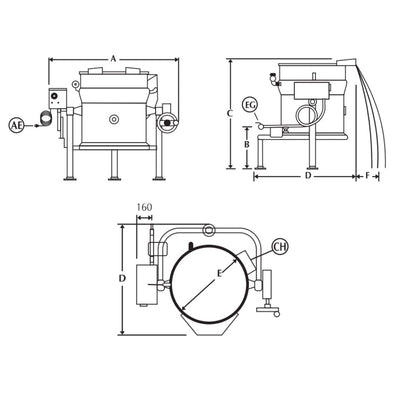 MARMITA MADIPSA M140GV | Marmita de Volteo a Gas | Capacidad 140 Litros | Cocina Industrial