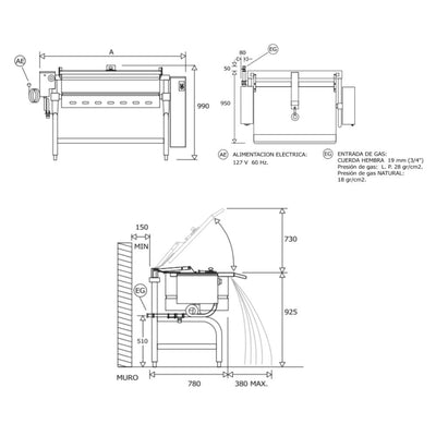 SARTÉN MADIPSA S60G | Sartén a Gas | Capacidad 60 Litros | Cocina Industrial